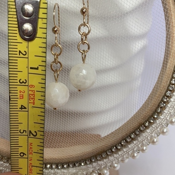 ARTISAN Winter White Quartz Dangle Earrings in Gold - Picture 5 of 10